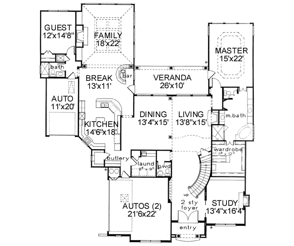 European Floor Plan - Main Floor Plan #141-166