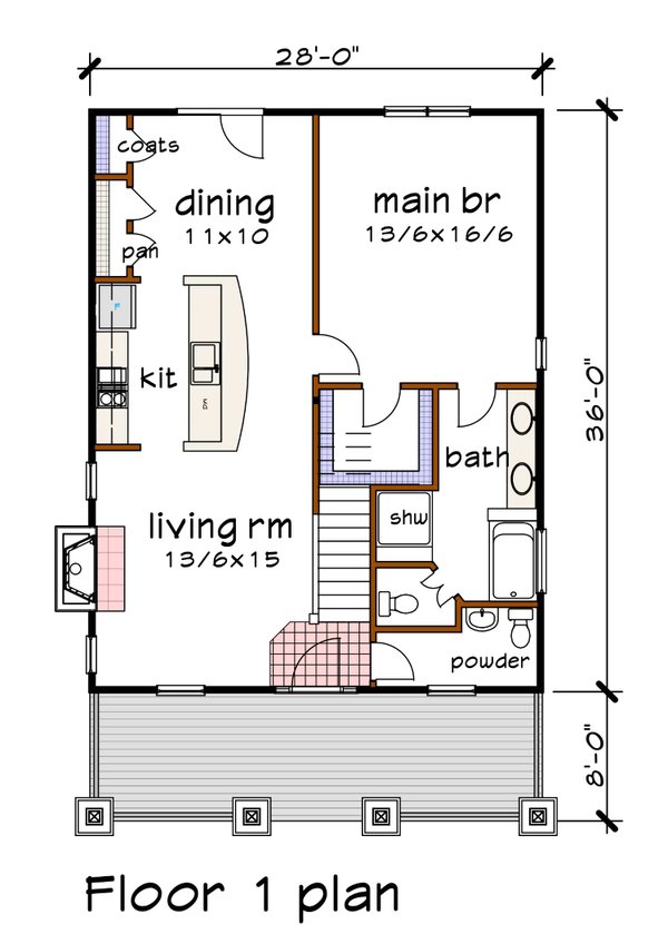 Bungalow Floor Plan - Main Floor Plan #79-375