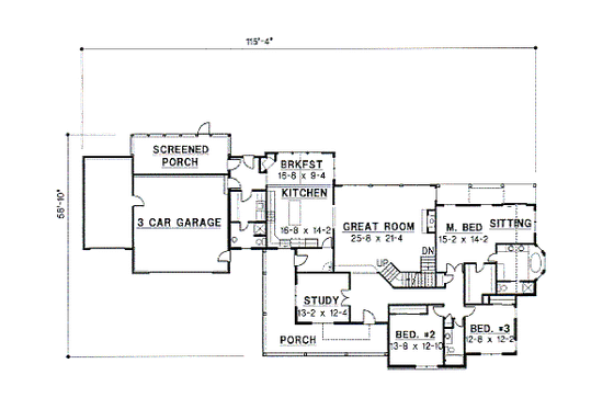 Floor Plan - Main Floor for Traditional House Plan #67-456 - 5 bed, 4 bath