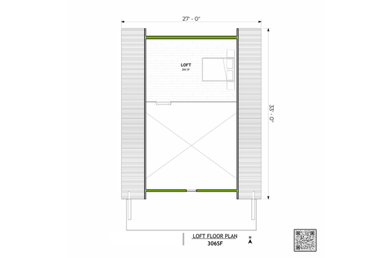 Floor Plan - Upper Floor for Modern House Plan #1106-5 - 1 bed, 1 bath