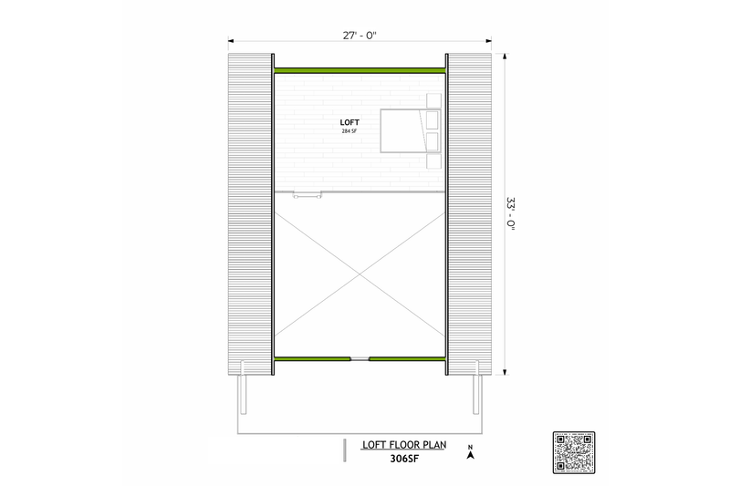 House Design - Floor Plan - Upper Floor for Modern House Plan #1106-5 - 1 bed, 1 bath