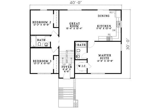 Floor Plan - Main Floor for Southern House Plan #17-428 - 4 bed, 3 bath