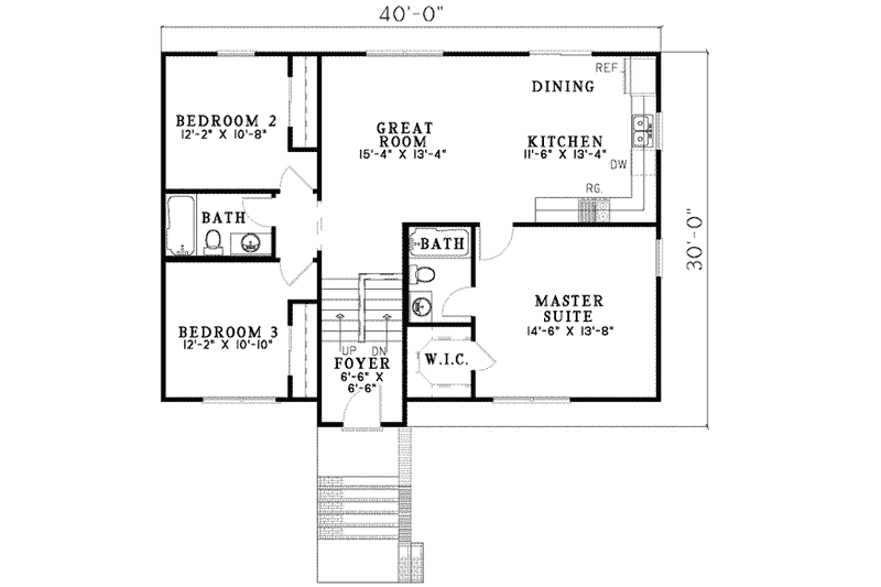 House Plan Design - Floor Plan - Main Floor for Southern House Plan #17-428 - 4 bed, 3 bath