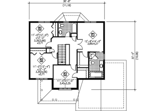 Floor Plan - Upper Floor for European House Plan #25-4180 - 4 bed, 3.5 bath