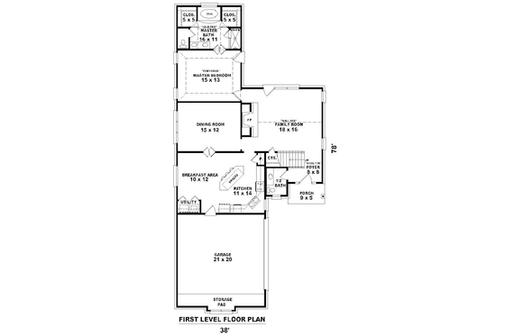 Floor Plan - Main Floor for European House Plan #81-13802 - 3 bed, 2 bath