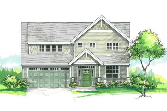 Exterior - Front Elevation for Craftsman House Plan #53-506 - 5 bed, 3 bath