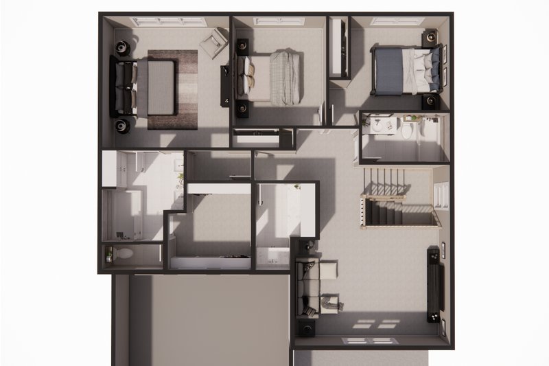 House Plan Design - Floor Plan - Upper Floor 1 for Craftsman House Plan #51-1521 - 4 bed, 2.5 bath