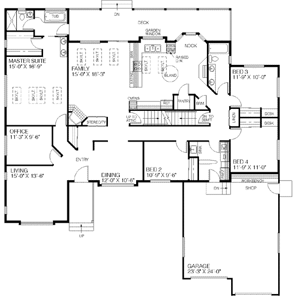 Home Plan - Traditional Floor Plan - Main Floor Plan #60-220