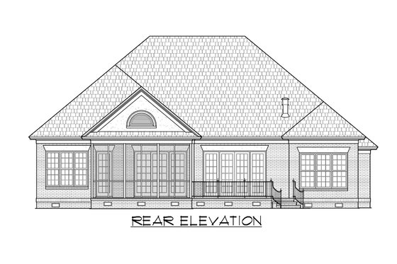 Exterior - Rear Elevation for Traditional House Plan #1054-86 - 3 bed, 2.5 bath