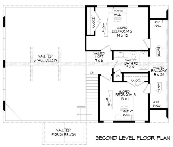 Southern Floor Plan - Upper Floor Plan #932-957