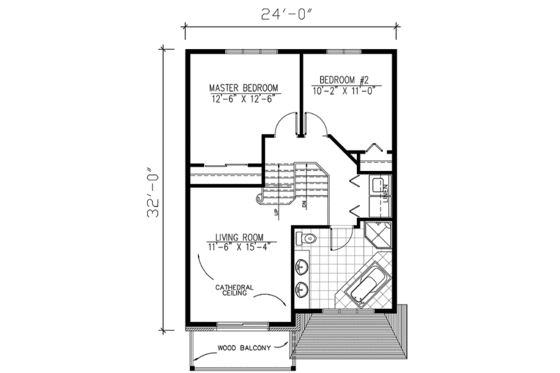 Floor Plan - Upper Floor for European House Plan #138-212 - 2 bed, 1.5 bath