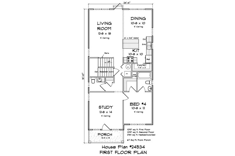 House Blueprint - Floor Plan - Main Floor for Cottage House Plan #513-2327 - 4 bed, 3.5 bath