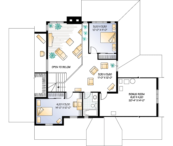 Architectural House Design - European Floor Plan - Upper Floor Plan #23-232
