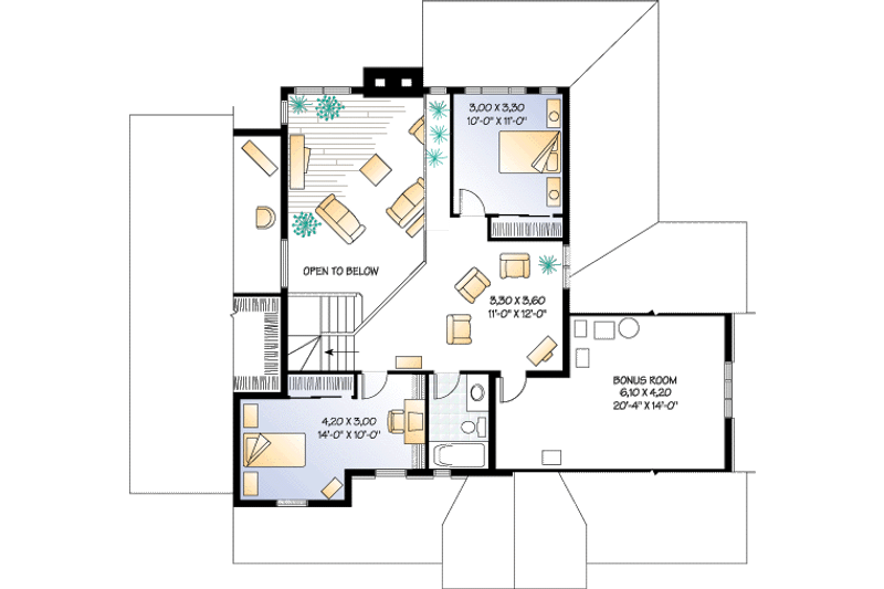House Plan Design - Floor Plan - Upper Floor for European House Plan #23-232 - 3 bed, 2.5 bath
