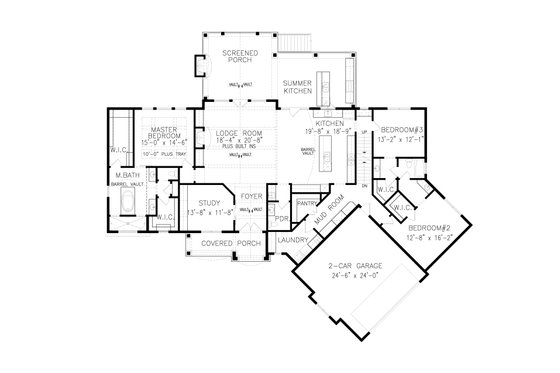 Floor Plan - Main Floor for Craftsman House Plan #54-416 - 3 bed, 2.5 bath