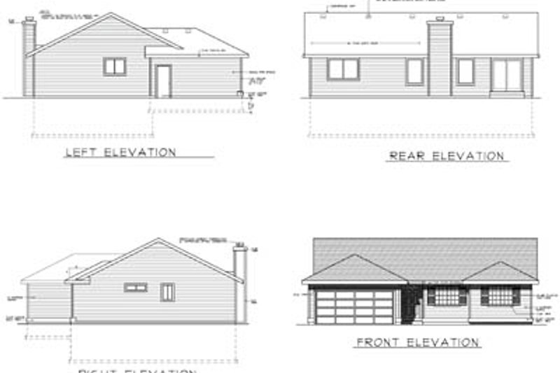Home Plan - Exterior - Rear Elevation for Ranch House Plan #100-449 - 3 bed, 2 bath