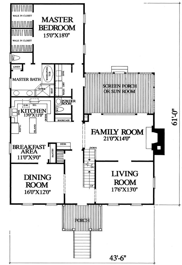 House Blueprint - Colonial Floor Plan - Main Floor Plan #137-388