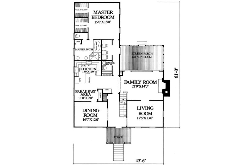 House Blueprint - Floor Plan - Main Floor for Colonial House Plan #137-388 - 4 bed, 4.5 bath