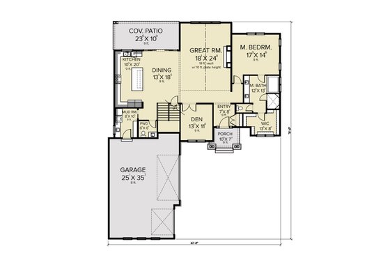 Floor Plan - Main Floor for Farmhouse House Plan #1070-119 - 4 bed, 2.5 bath