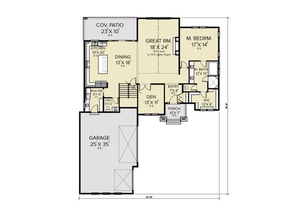 House Plan Design - Farmhouse Floor Plan - Main Floor Plan #1070-119