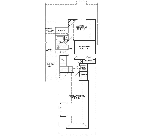 Traditional Floor Plan - Upper Floor Plan #81-354