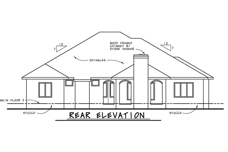 Home Plan - Exterior - Rear Elevation for European House Plan #20-2198 - 3 bed, 2 bath