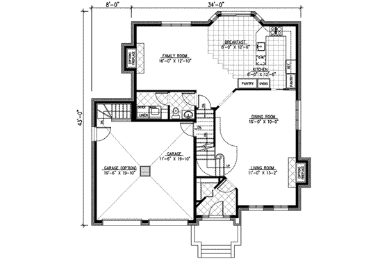 Floor Plan - Main Floor for European House Plan #138-130 - 4 bed, 2.5 bath