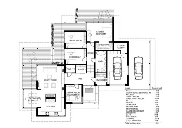 Modern style house plan designed by Arch L.A.B., floorplan