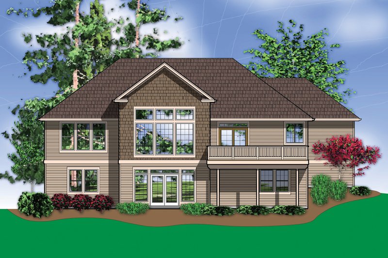 Home Plan - Rear view - 2900 square foot Craftsman home