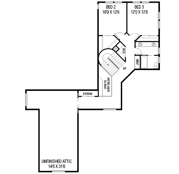 House Design - Traditional Floor Plan - Upper Floor Plan #60-285