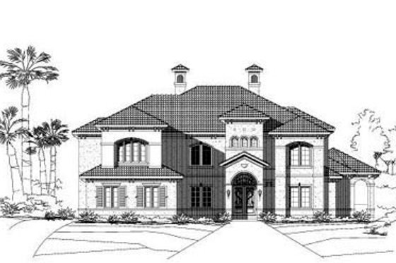 Exterior - Front Elevation for Mediterranean House Plan #411-121 - 5 bed, 4.5 bath