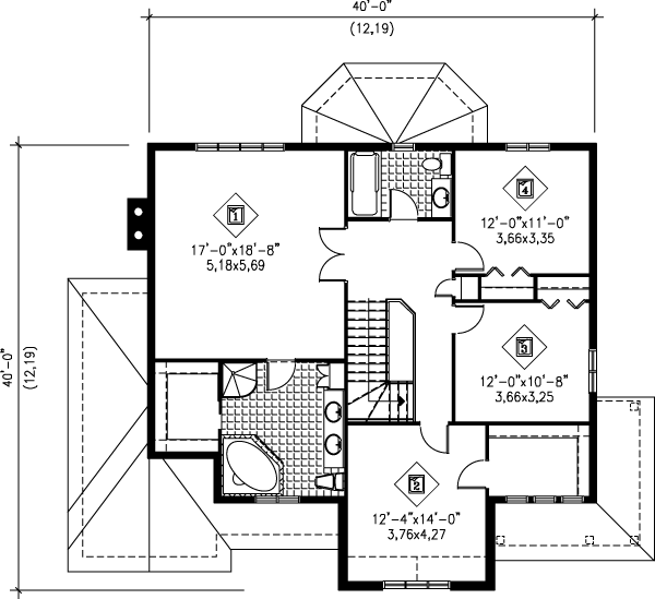 European Floor Plan - Upper Floor Plan #25-266