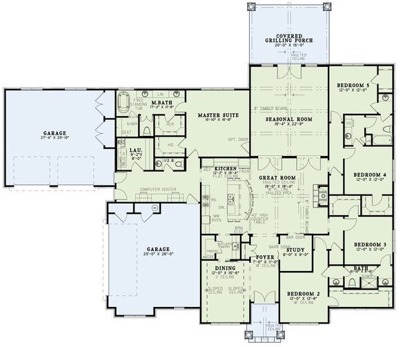 House Plan Design - Craftsman Floor Plan - Main Floor Plan #17-2609
