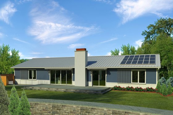 Exterior - Rear Elevation for Ranch House Plan #497-50 - 3 bed, 2 bath