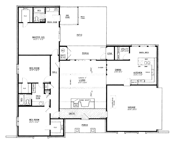 Dream House Plan - Ranch Floor Plan - Main Floor Plan #36-383