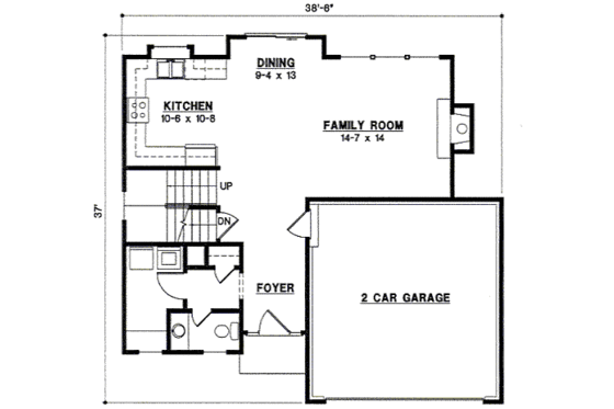 Floor Plan - Main Floor for Traditional House Plan #67-802 - 3 bed, 2 bath