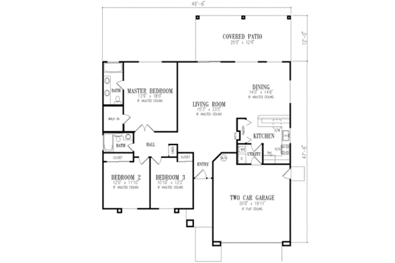 Floor Plan - Main Floor for Adobe / Southwestern House Plan #1-324 - 3 bed, 2 bath