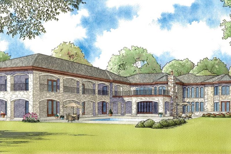 Dream House Plan - Exterior - Rear Elevation 1 for Mediterranean House Plan #923-41 - 5 bed, 9 bath