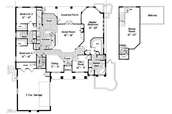 Floor Plan - Main Floor for European House Plan #417-298 - 3 bed, 3 bath