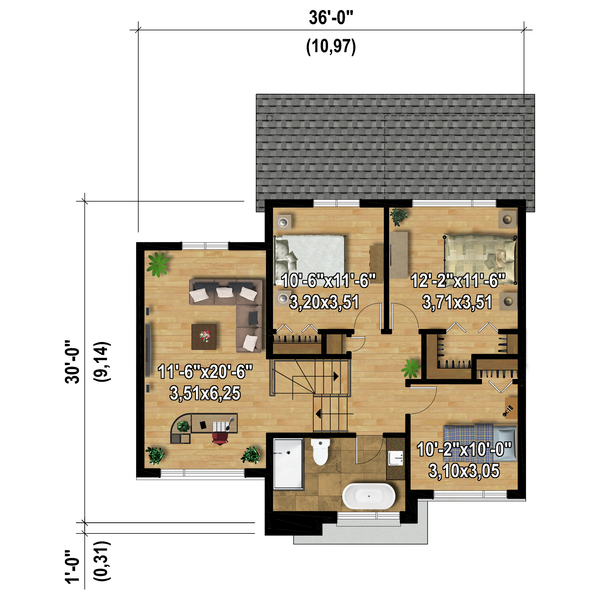 Modern Floor Plan - Upper Floor Plan #25-5004