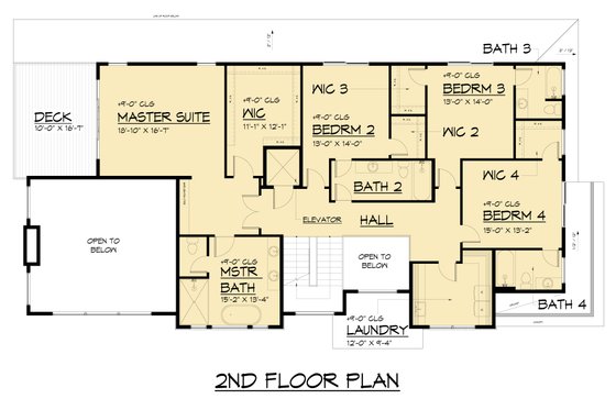 Floor Plan - Upper Floor for Contemporary House Plan #1066-294 - 6 bed, 6.5 bath