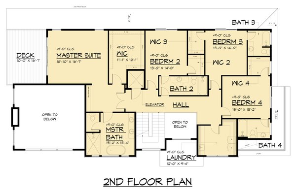 Contemporary Floor Plan - Upper Floor Plan #1066-294