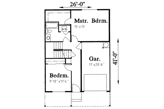 Floor Plan - Main Floor for Traditional House Plan #303-408 - 2 bed, 1.5 bath