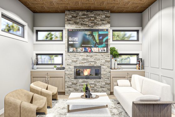 Interior - Family Room 1 for Modern House Plan #455-515, 1 bath