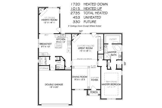Floor Plan - Main Floor for European House Plan #424-335 - 5 bed, 3.5 bath