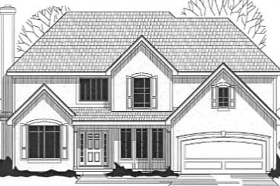 Exterior - Front Elevation for European House Plan #67-514 - 4 bed, 3.5 bath