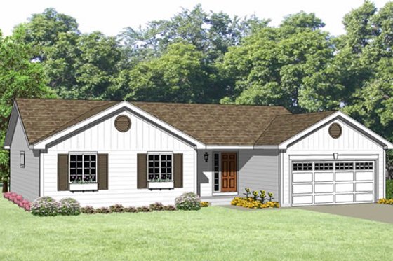 Exterior - Front Elevation for Ranch House Plan #116-239 - 3 bed, 2 bath