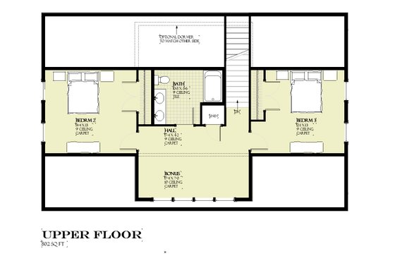 Floor Plan - Upper Floor for Traditional House Plan #901-168 - 5 bed, 3.5 bath