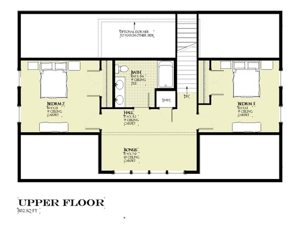 Traditional Floor Plan - Upper Floor Plan #901-168