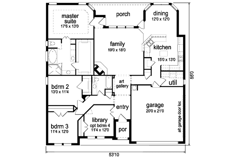Dream House Plan - Floor Plan - Main Floor for Traditional House Plan #84-358 - 3 bed, 2 bath